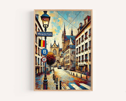 Mouscron Art Wall Print - Belgium City Travel Poster, European Home Decor, Housewarming Gift, Stylish Mouscron Wall