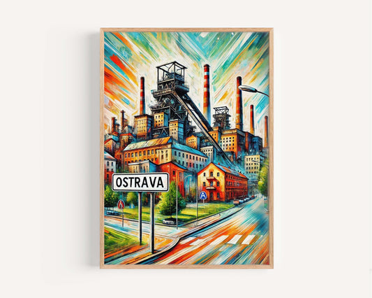 Ostrava Art Print - Czech Republic City Wall Art, Travel Poster, Housewarming Gift, Modern Ostrava Home Decor