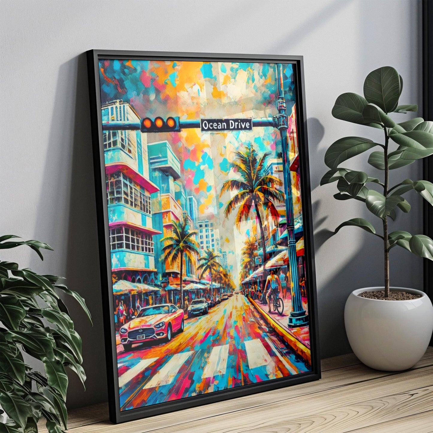 Wall Art Ocean Drive Print Miami Beach Art Florida Gift Travel Poster Coastal Home Decor Housewarming