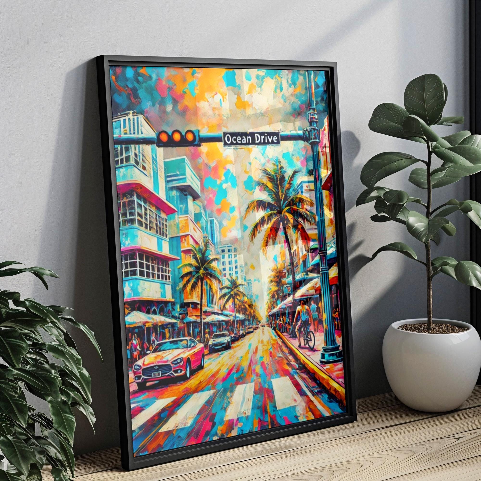 Ocean Drive Print Coastal - Miami Beach, Florida, USA