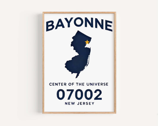 Bayonne Print: New Jersey Wall Art Center of the Universe Travel Decor Housewarming & College Gift