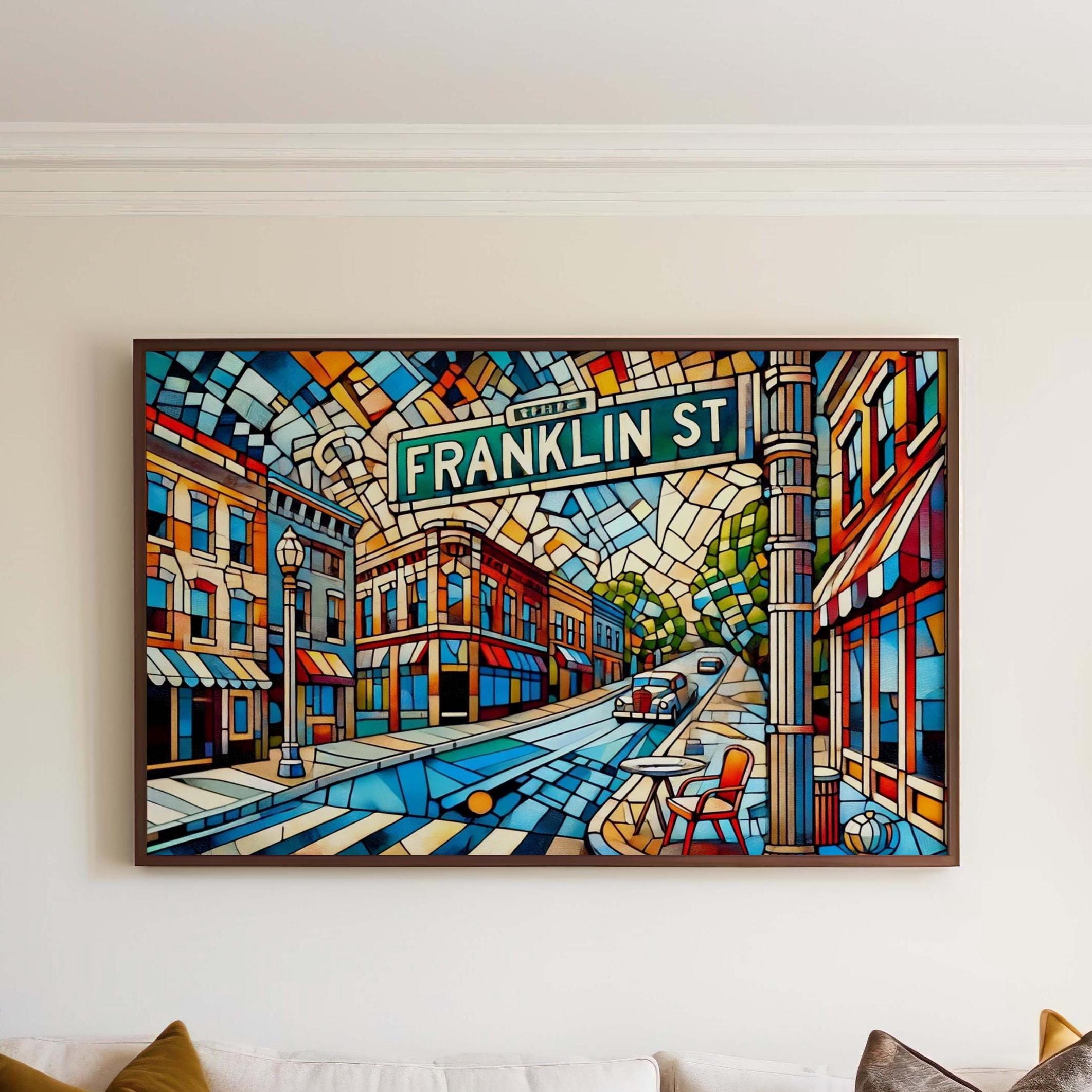 Franklin St Print - Chapel Hill Wall Art, North Carolina Travel Poster, NC Gift, Housewarming Decor, Franklin Street Artwork