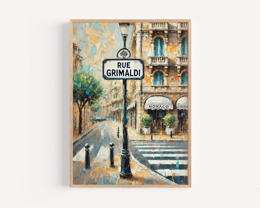 Rue Grimaldi Wall Art, Monaco Print, Travel Poster, Mediterranean Coastal Charm, French Riviera Decor, Personalized Gift