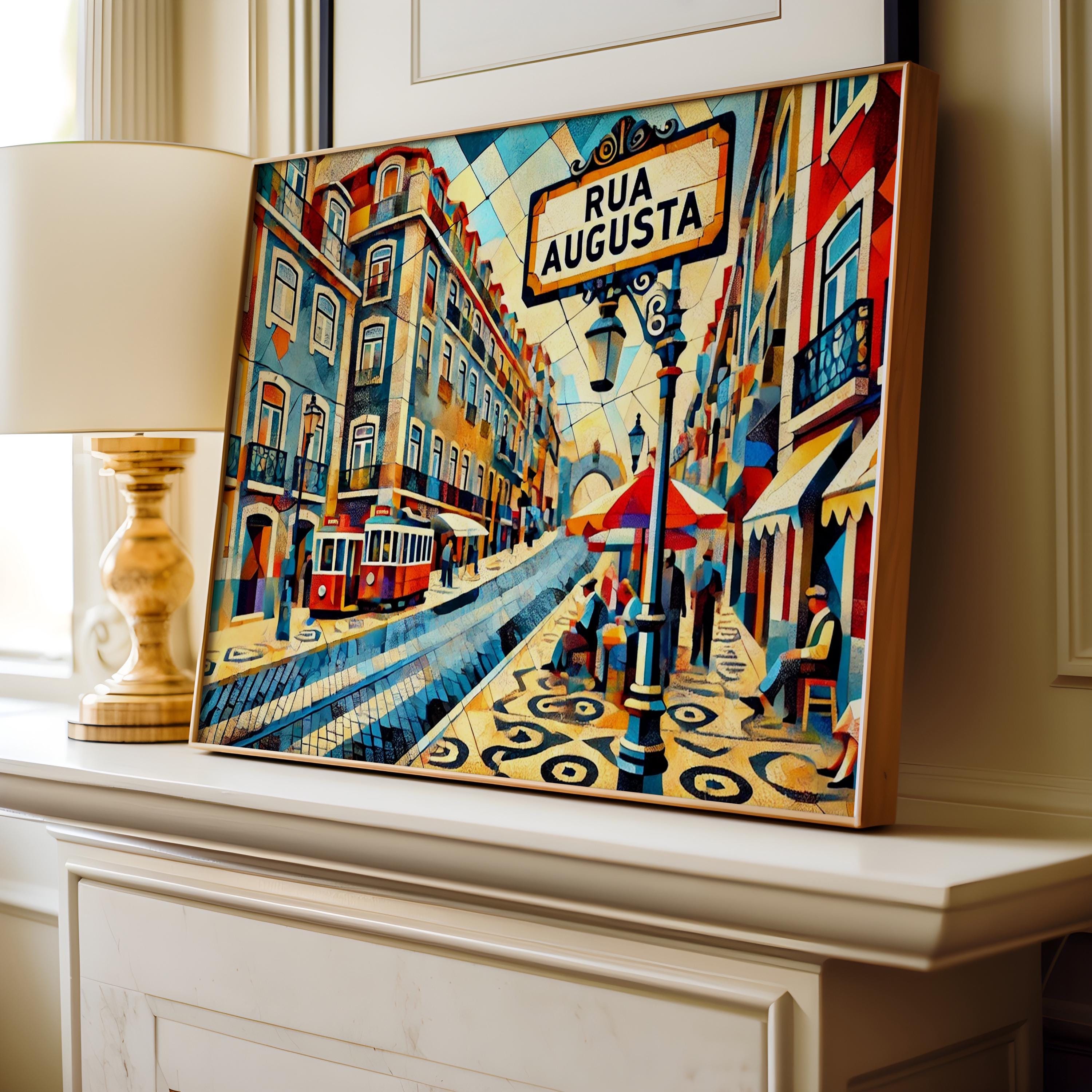 Rua Augusta Print - Lisbon Wall Art, Portugal Travel Poster, Housewarming Gift, Souvenir, Rua Augusta Vintage Map Artwork