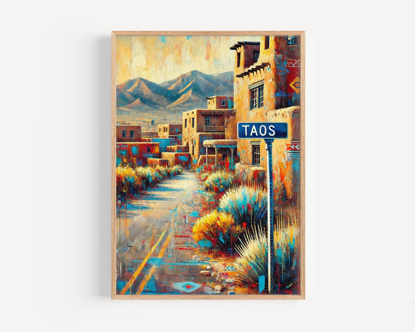 New Mexico Taos Wall Art Print – Southwest Travel Poster, New Mexico Gift, Housewarming & USA Home Decor, Mexican Souvenir Art