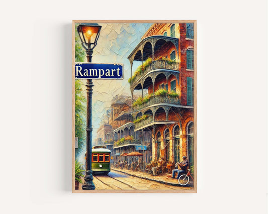 Rampart St Print - New Orleans Wall Art, Louisiana Travel Poster, Housewarming Gift, Rampart Street NOLA Decor, Unique New Orleans Art Print