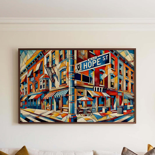 Providence Art Hope Street Wall Art Print - Rhode Island Travel Poster & Housewarming Gift