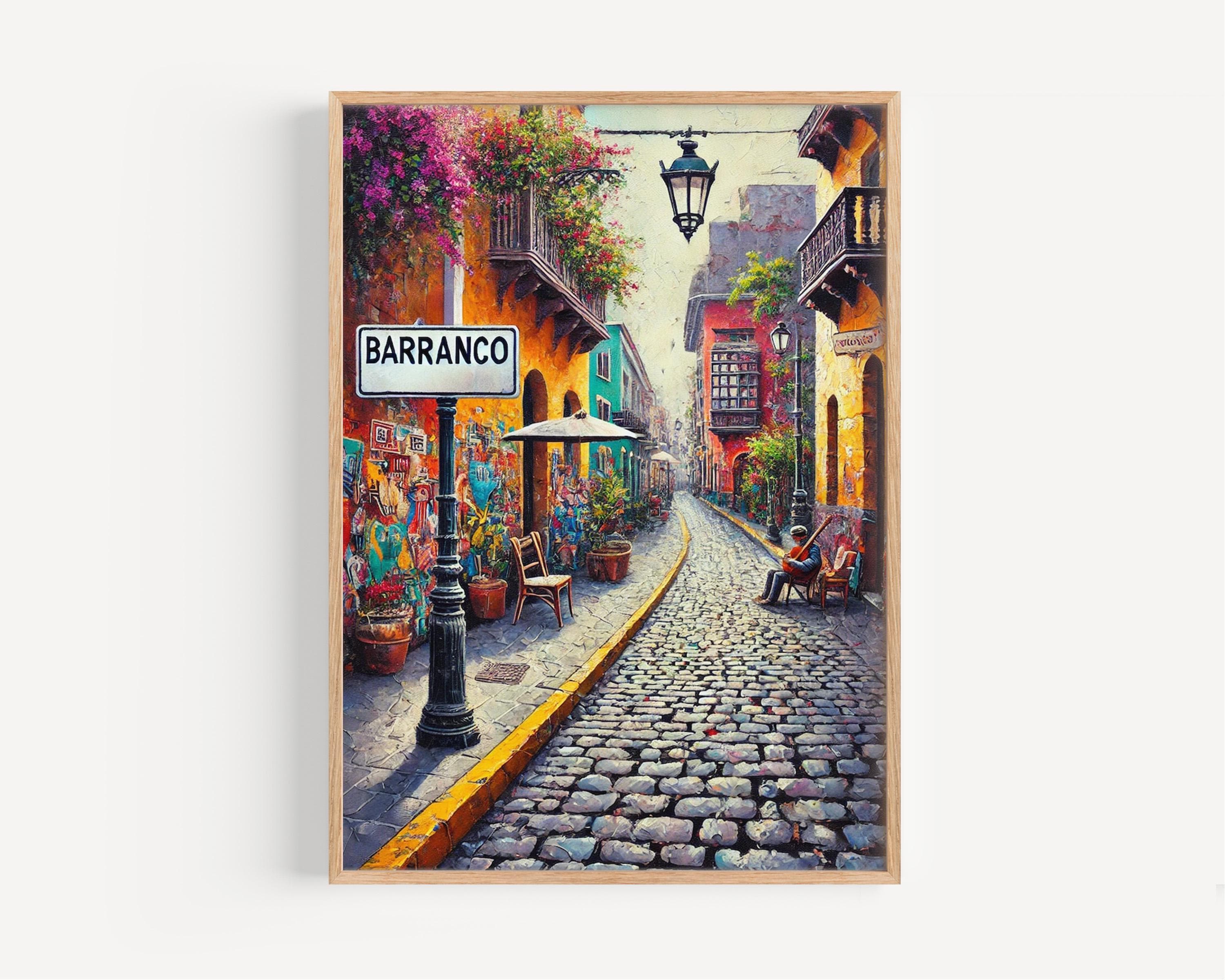 Barranco Cubism Art Print: Lima Bohemian District Travel Poster