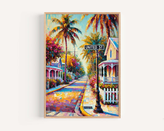 United St Print Key West Wall Art Florida Travel Poster Housewarming Gift FL Artwork