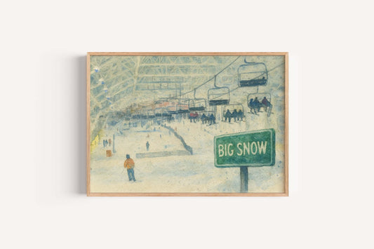 Big Snow Ski Michigan Snowboard Art Winter Poster Mountain Wall Decor Ski Resort Map Ski Trip Gift Alpine Print Snow Adventure