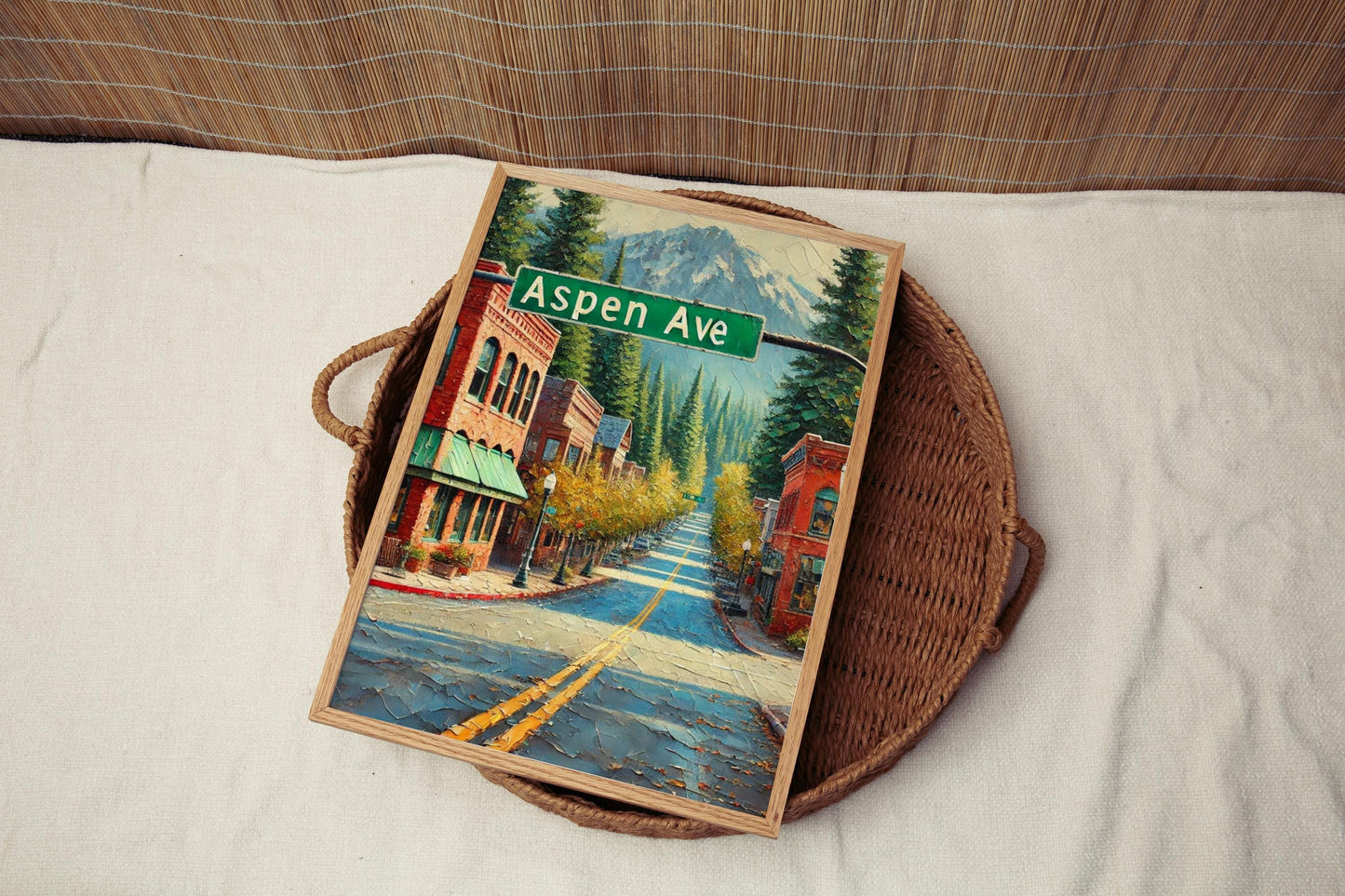 Aspen Ave Wall Art, Flagstaff Print, Arizona Artwork, Travel Poster, Rustic Home Decor, Mountain Town Gift, City Street Sign, Framed Art