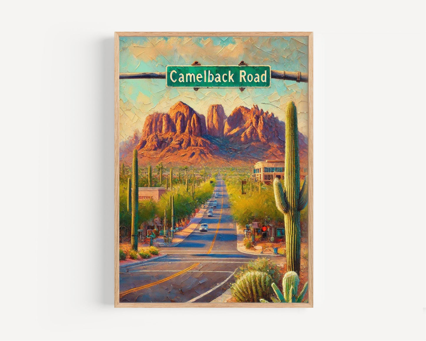 Camelback Road Wall Art, Arizona Street Sign Print, Phoenix Landscape Decor, Desert Cacti Scene, Travel Souvenir, Modern City Scene, Gift
