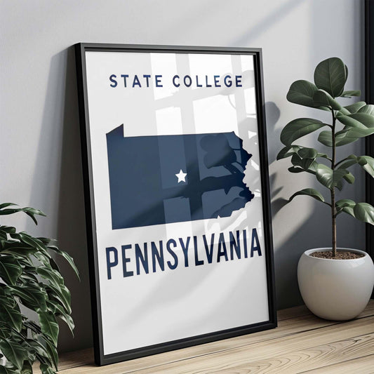 State College Print - Pennsylvania Wall Art, College Town Decor, PA Gift, Travel & Housewarming Present, State College Wall Artwork