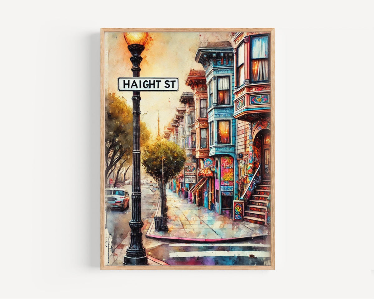 Haight Street Print Vintage - San Francisco, California, USA
