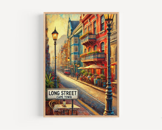Long Street Wall Art Cape Town Print South Africa Travel Poster Victorian Buildings Colorful Street Sign Home Decor Souvenir Gift