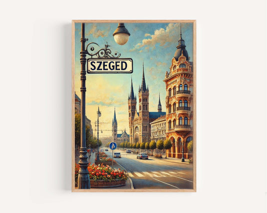Szeged Art Wall Print - Hungary City Travel Poster, European Artwork, Housewarming Gift, Szeged Wall Decor, Hungary Travel Print