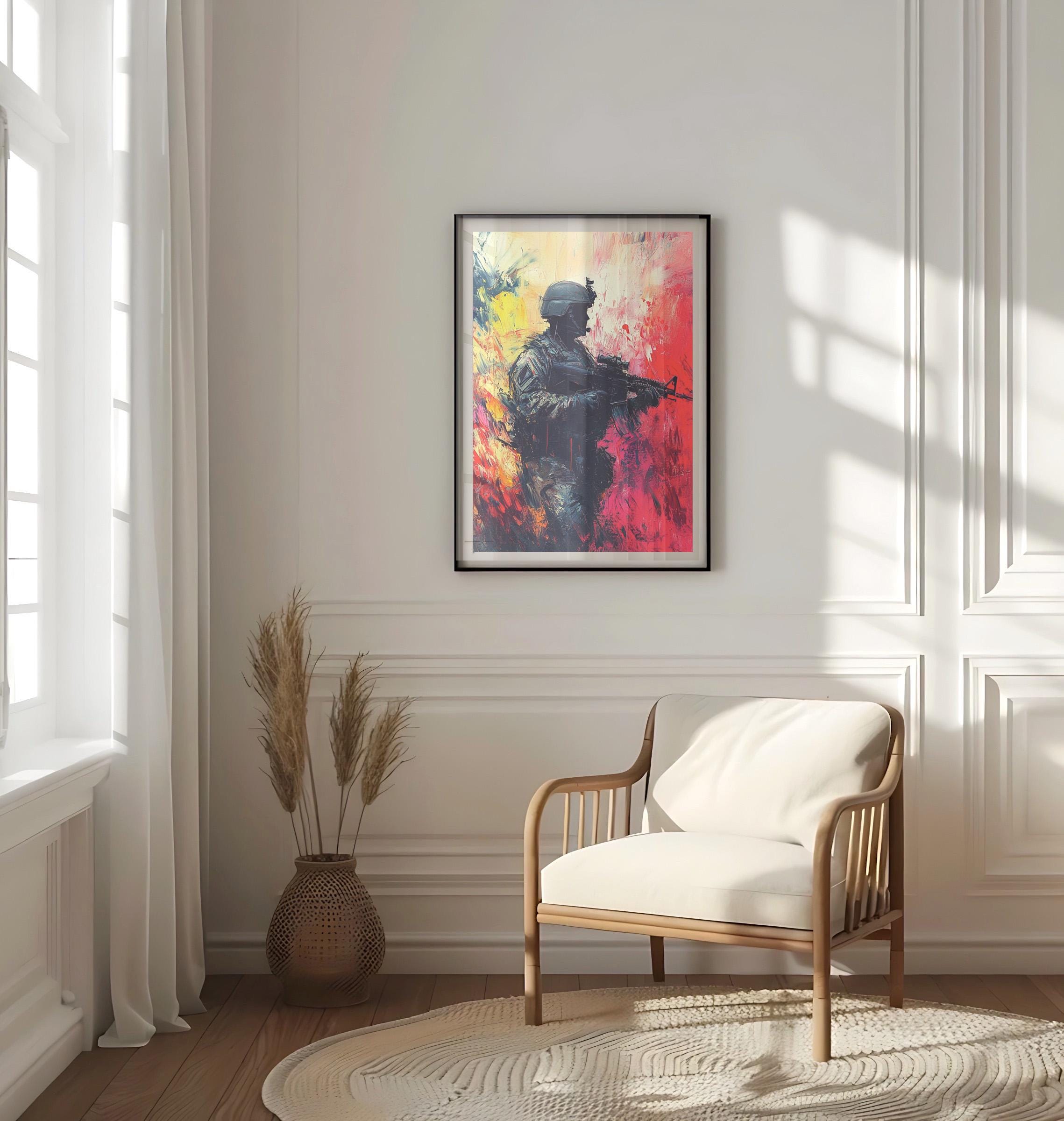 Army Paint Abstract Canvas Vintage - USA