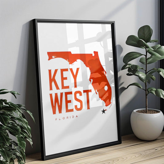 Florida Key West Wall Art Print - Travel Home Decor, FL Gift, College Dorm Poster, Housewarming & Florida Beach Travel Illustration