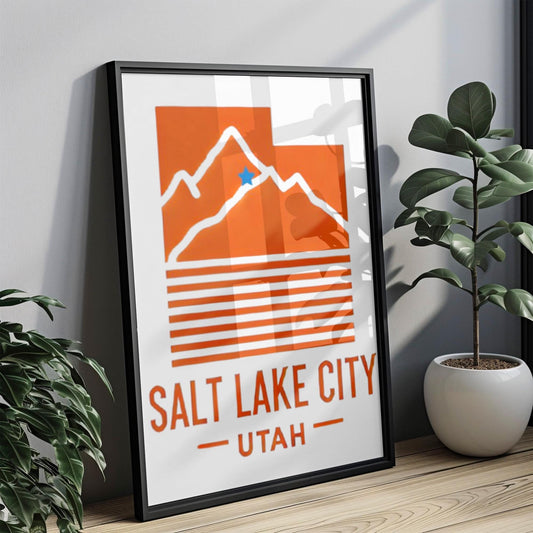 Salt Lake City Wall Art Print, Utah Travel Map Poster, Home Decor, Housewarming & College Gift, Unique Salt Lake City Souvenir