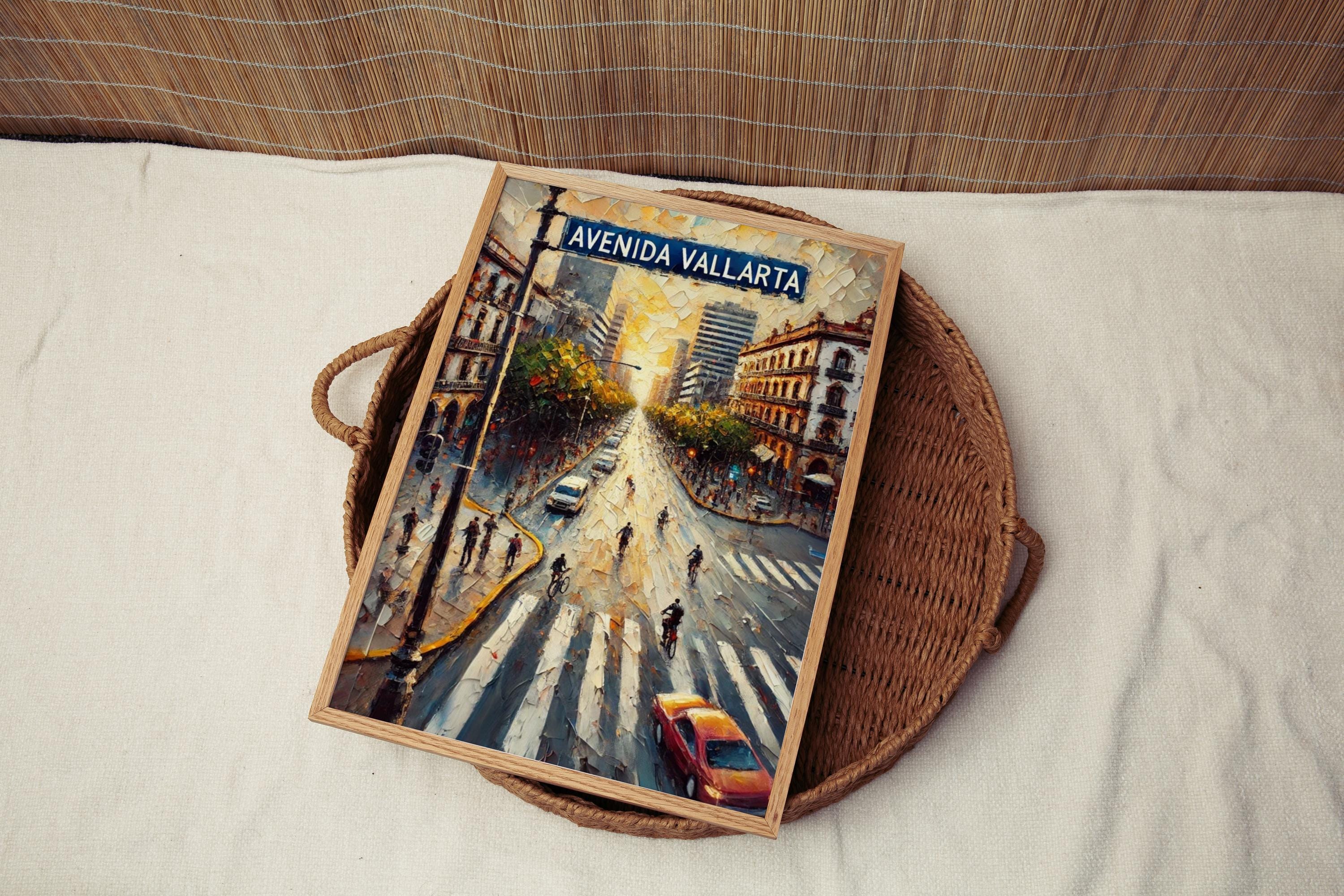 Mexico Wall Art Avenida Vallarta Travel Print - Guadalajara Poster, Vibrant Mexico City Decor & Housewarming Gift Artwork