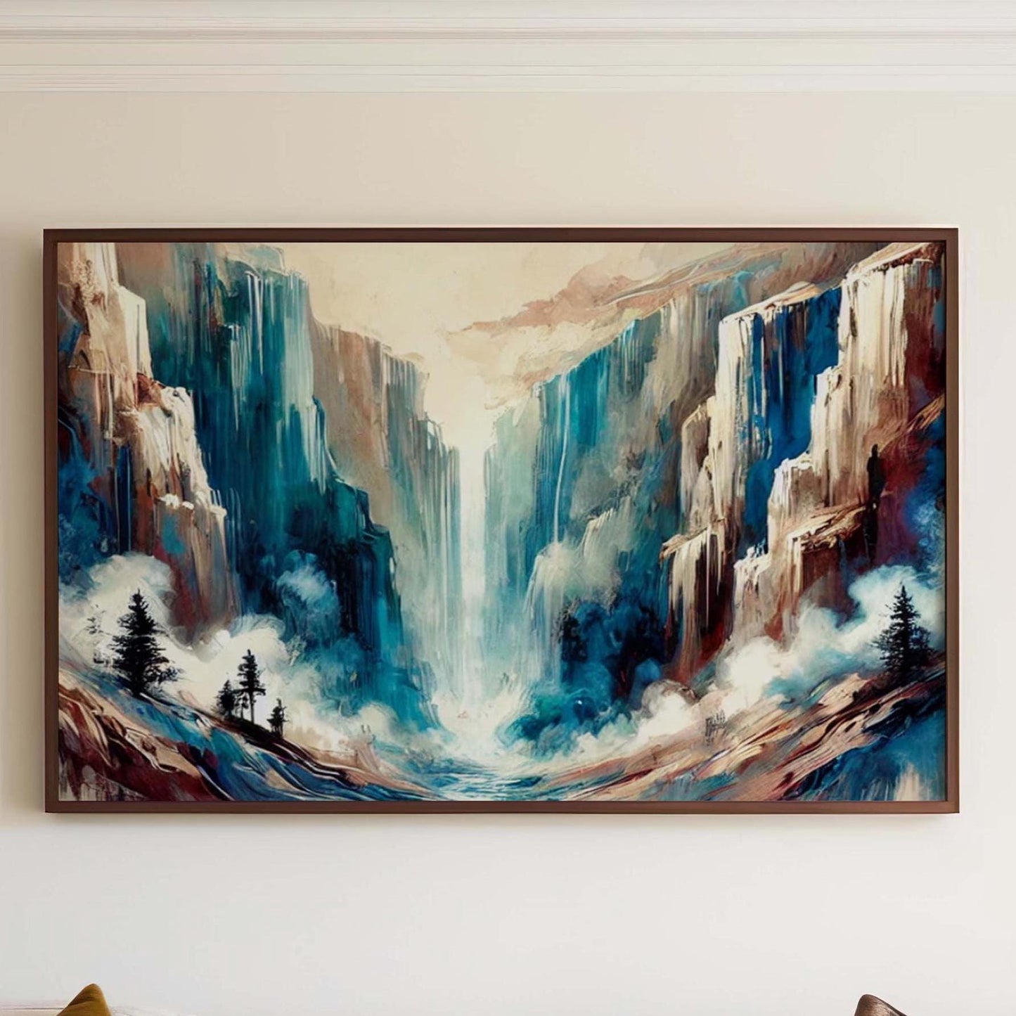 Nature Gift Waterfall Wall Art Print, Serene Stream Decor, Housewarming & New Home Family Art, Nature