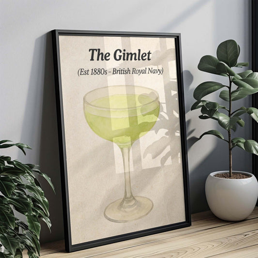 Gimlet Cocktail Art, Gin Lime Sour Cocktail Wall Decor, Retro Drink Illustration, Home Bar Decor, Classic Drink Artwork, Prohibition Era Art