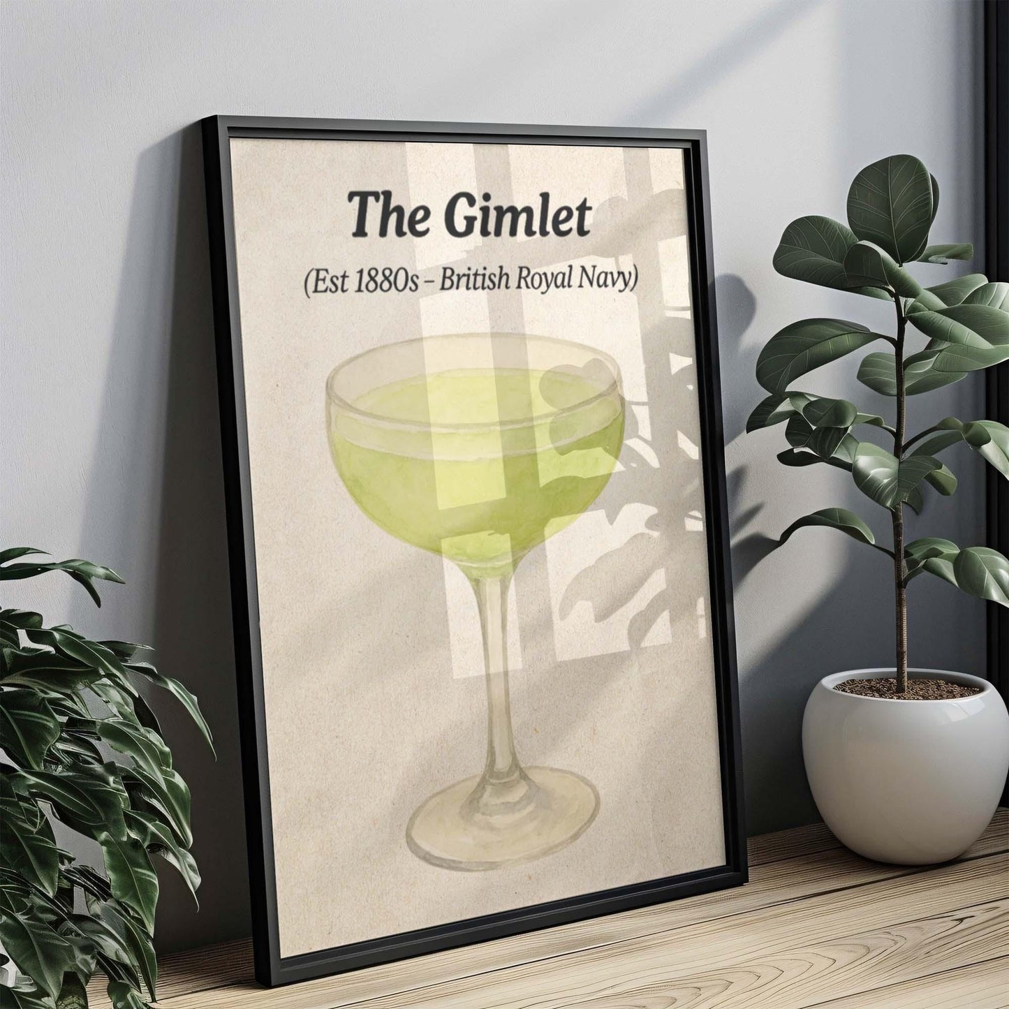 Gimlet Cocktail Art, Gin Lime Sour Cocktail Wall Decor, Retro Drink Illustration, Home Bar Decor, Classic Drink Artwork, Prohibition Era Art