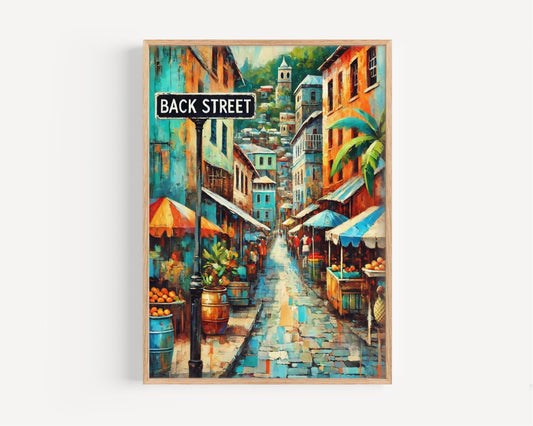 Back Street Wall Art, Kingstown Print, Saint Vincent and the Grenadines Art, Travel Poster, Souvenir Gift, Vibrant Street Scene