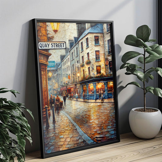Wall Art Quay St Galway Print, Irish Travel Poster, Quay Street Wall Decor, Ireland Gift & Housewarming Artwork