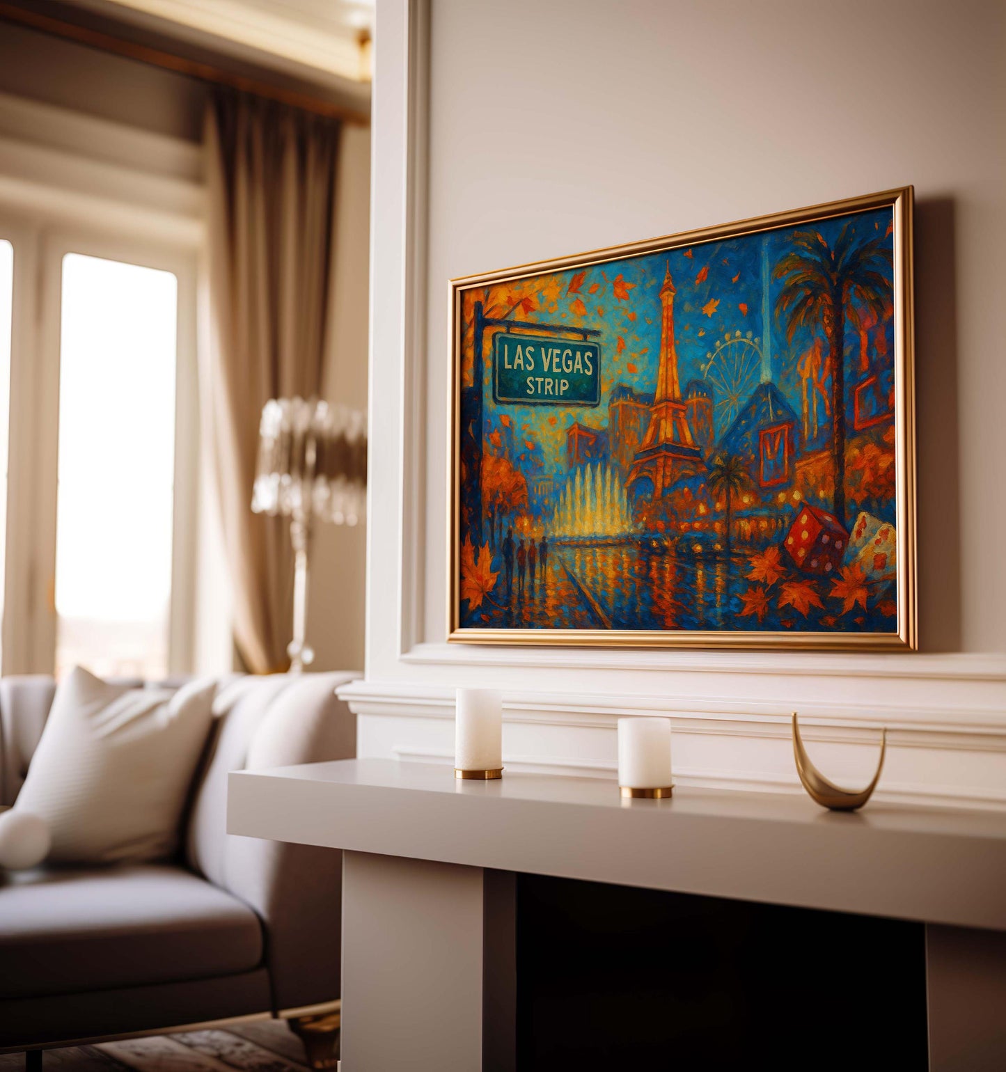 Las Vegas Strip Fall Print – Autumn Cityscape Wall Art, Vegas Boulevard Painting