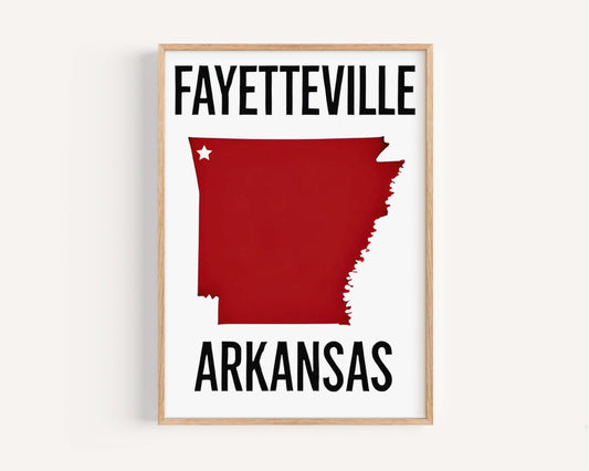 Fayetteville Print Arkansas Wall Art Travel Home Decor College Gift Housewarming Unique Map Illustration