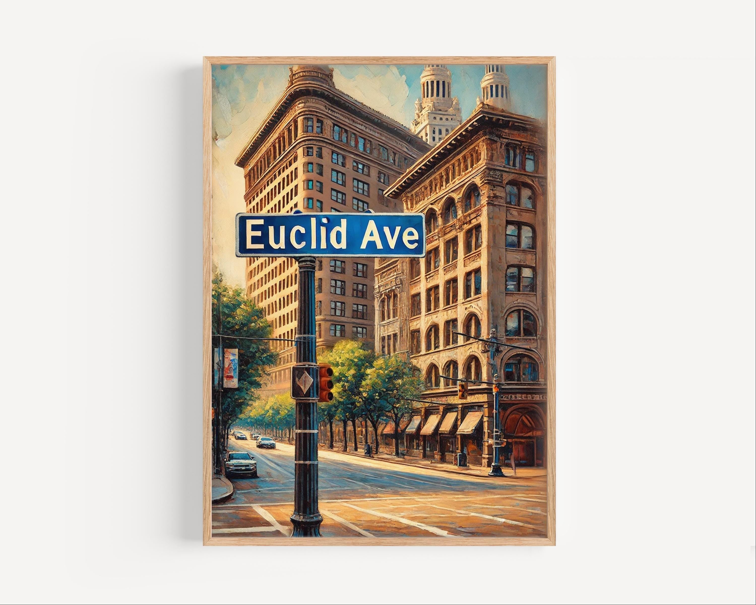 Euclid Ave Oil Painting Art Print: Cleveland Ohio Street Sign Travel Poster