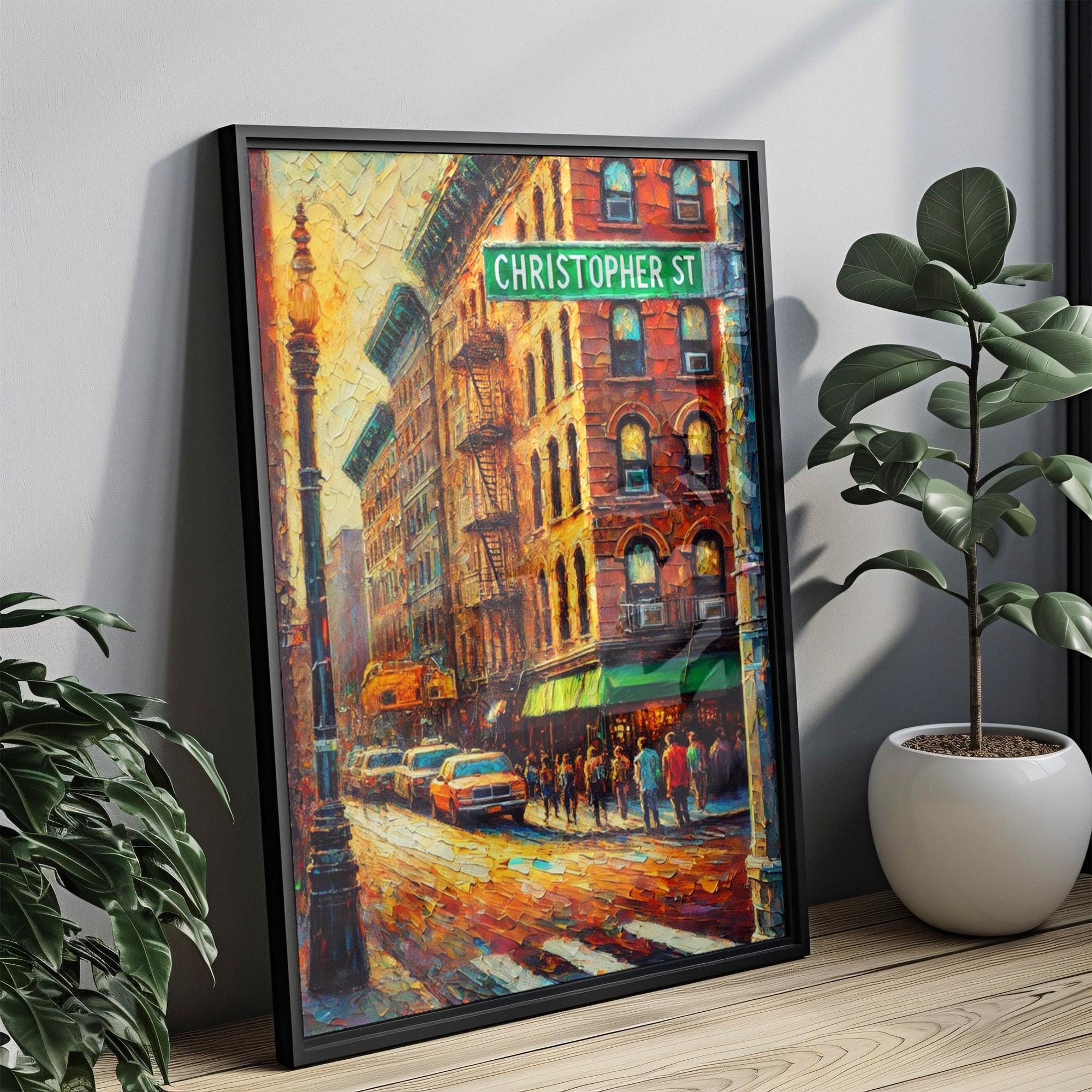 Wall Art Christopher Street Print - Manhattan NYC Travel Poster, Urban Cityscape Decor, Christopher St Wall Art Gift