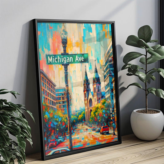 Washington DC Michigan Ave Wall Art Printable Travel Poster USA Gift Home Decor Housewarming