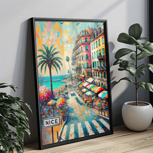 Nice Art Print - French Travel Poster Wall Art, France Gift, European Home Decor, Housewarming Present, Vintage Style Artwork from Nice City
