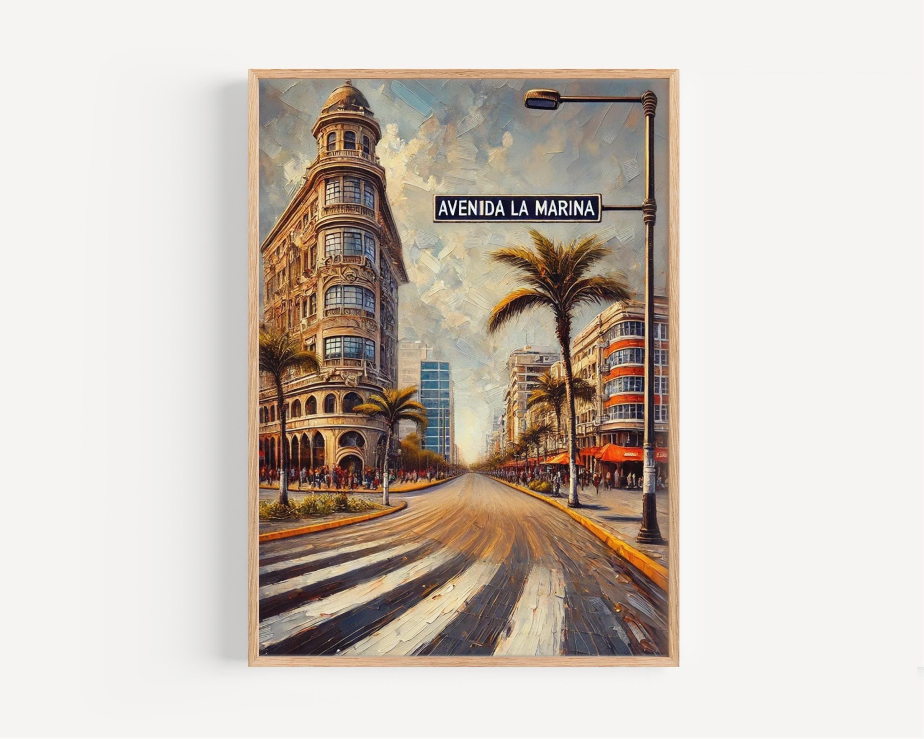 Avenida La Marina Wall Art Print - Lima Travel Poster, Peru Souvenir, Housewarming Gift, Modern Travel Print, Lima Art Decor