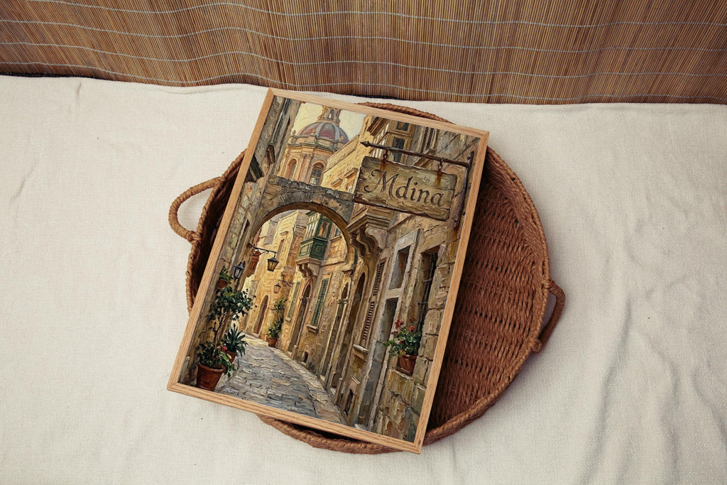Mdina Street Sign Art Print: Malta Walled City Travel Poster Decor