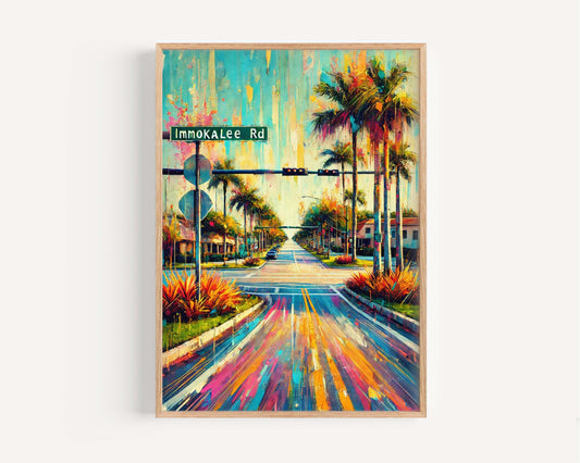 Immokalee Road Print - Florida Art Wall Decor, Naples Travel Poster, Housewarming & Florida Gift, Coastal Home Decoration