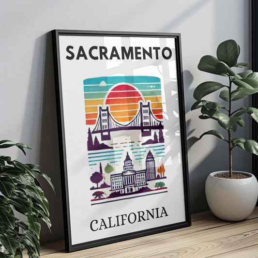 Sacramento Print California Wall Art Travel Home Decor Housewarming Gift College Dorm Room CA Map Poster