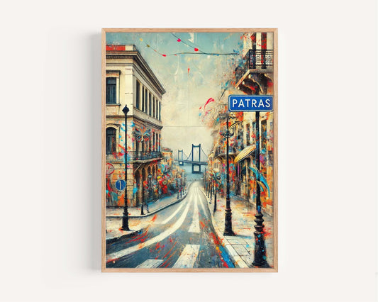Patras Art Wall Print - Greek Travel Poster, Patras Artwork for Home Decor, European Gift, Housewarming & Greece Wall Art