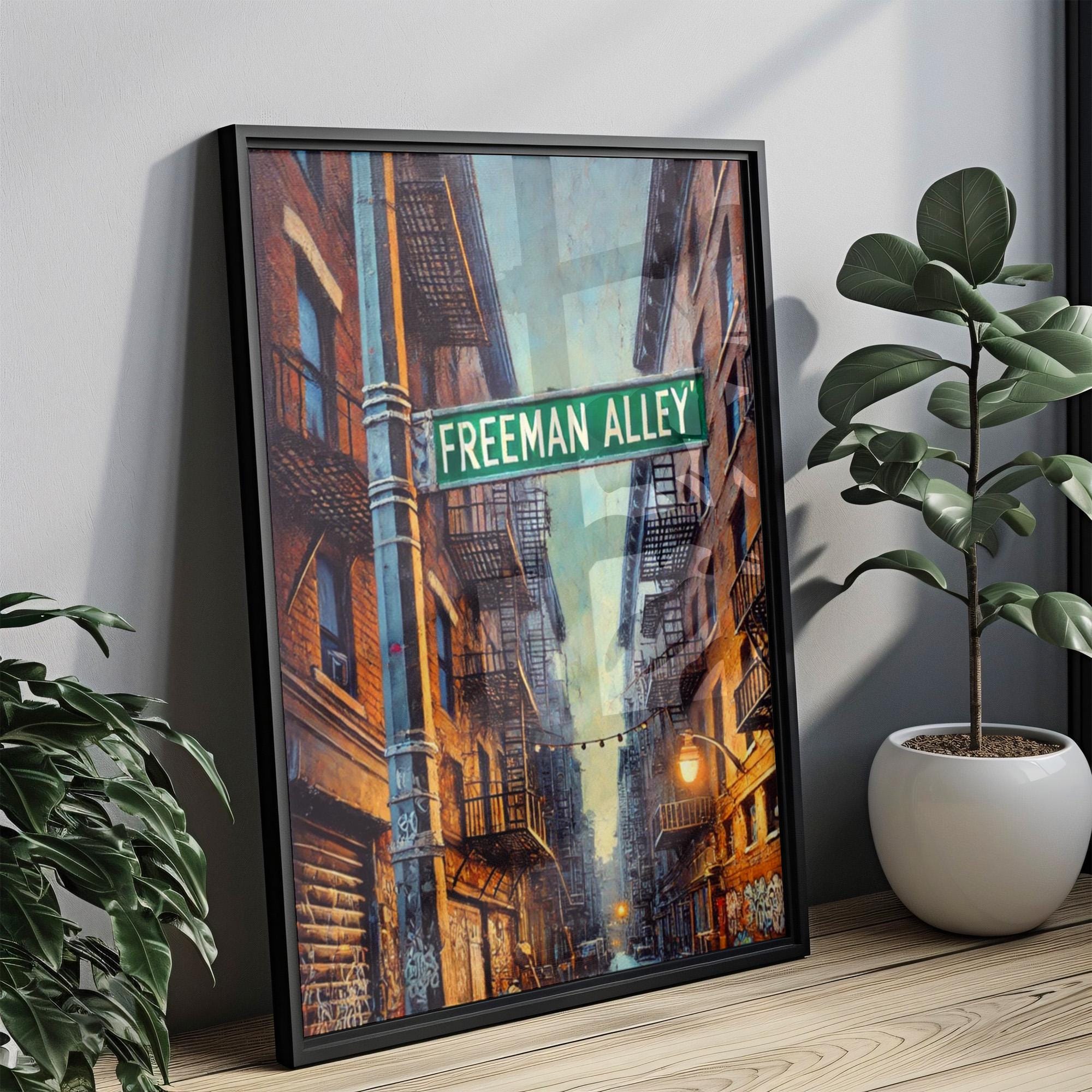 Freeman Alley Wall Art Print - NYC Bowery Travel Poster, Housewarming Gift, Urban Cityscape Decor, Freeman Alley Bowery Art NYC Print