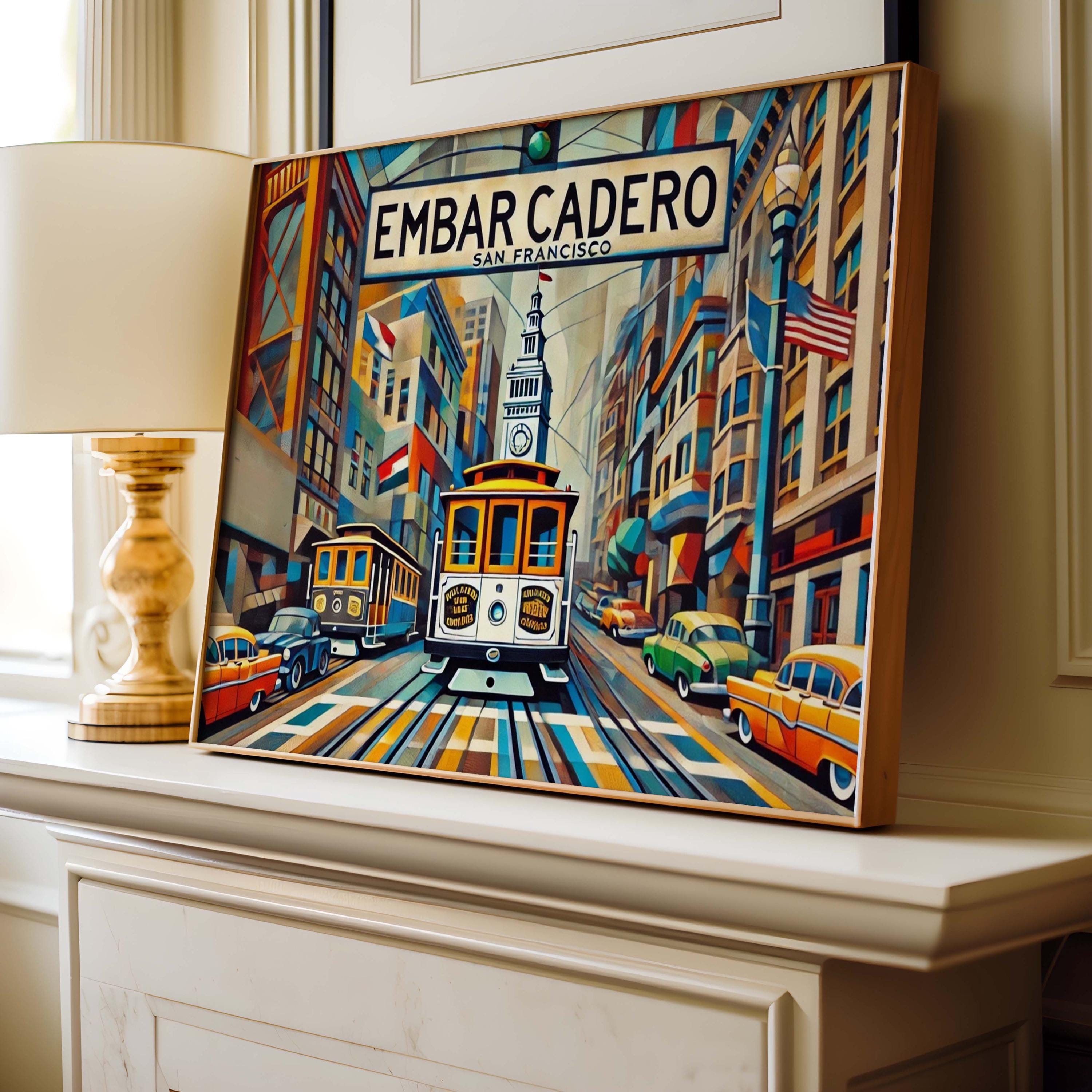 The Embarcadero Wall Art Cubism Print - San Francisco Travel Poster, CA Gift, Modern Housewarming Decor