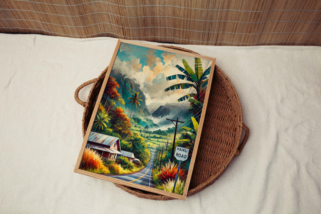 Haiku Road Print Maui Wall Art, Hawaiian Travel Poster, Housewarming Gift, Tropical Haiku Road Artwork, Maui Decor, Hawaii Print