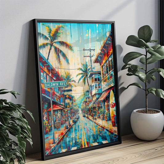 Baldwin Ave Print - Maui Wall Art, Paia Travel Poster, Hawaii Artwork, Housewarming Gift, Tropical Beach Decor, Baldwin Avenue Poster