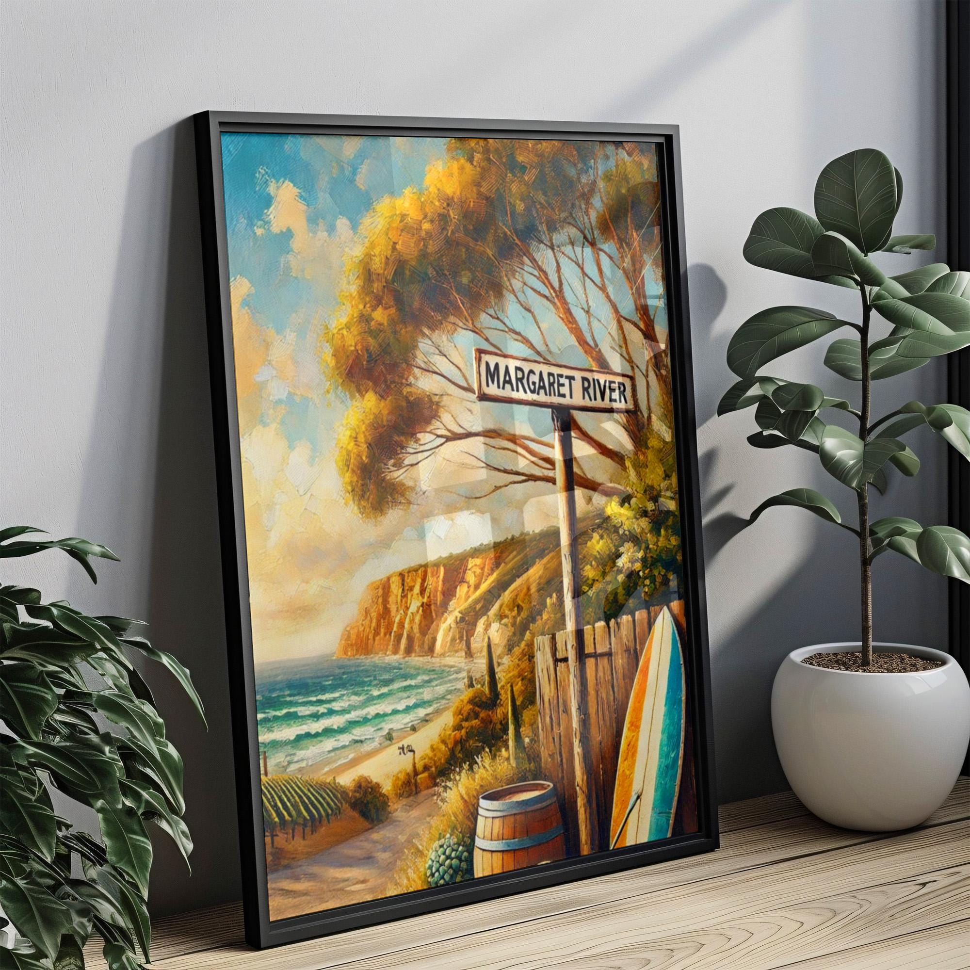 Margaret River Wall Art Print - Australia Travel Poster, Coastal Home Decor, Gift for Travelers & Nature Lovers, Minimalist Art Print