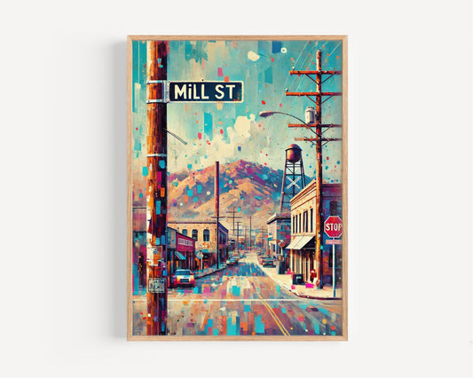 Mill St Wall Art, Mill Street Print, Reno Art, Reno Gift, Travel Print, Travel Poster, Housewarming Gift, Nevada Artwork