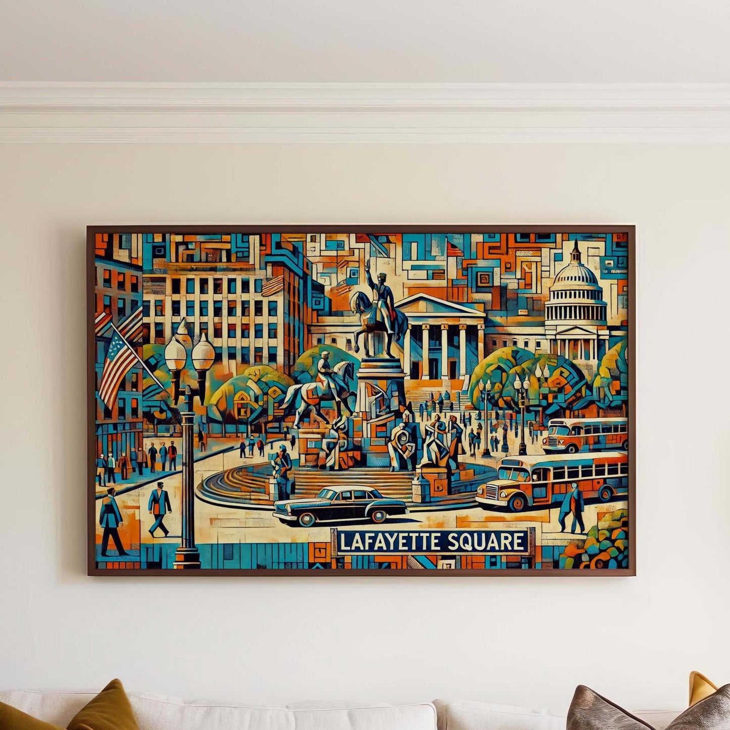 Lafayette Square Wall Art - Washington DC Travel Print & Poster, Housewarming Gift, DC Cityscape Decor
