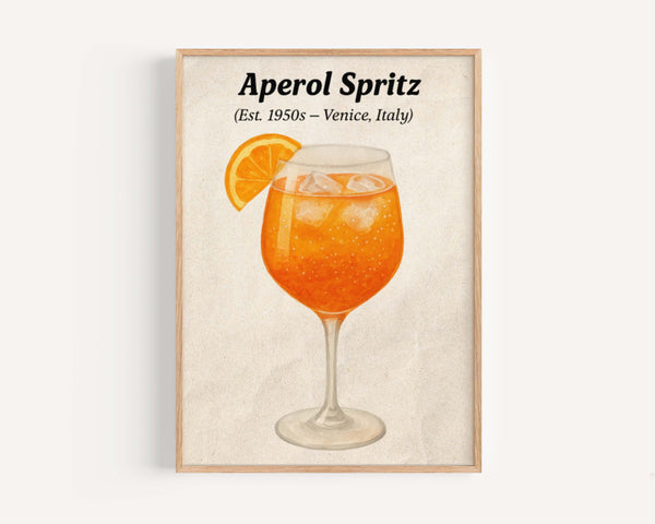 Aperol Spritz Cocktail Wall Art Minimalist