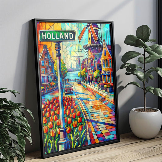 Michigan Holland Wall Art Print – Travel Poster USA Decor, Housewarming Gift, Michigan Souvenir, Michigan Travel Print