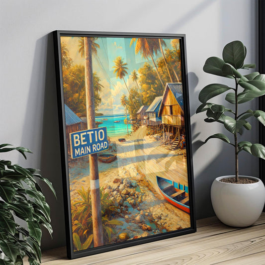 Kiribati Art, Betio Main Road Wall Art, Travel Poster, Island Scene, Vintage Street Sign, Home Décor, Housewarming Gift, Travel Souvenir